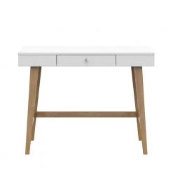 40 in. Rectangular White Wood 1 Drawer Writing Desk with USB Charging Ports by Twin Star Home