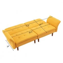 67 in. W Yellow Tufted Polyester Twin Size Sofa Bed by KINWELL -Twin Star Home Sales Store yellow kinwell sofa beds bsc077 ye 66 1000