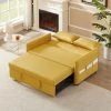 57 in. Yellow Modern Convertible Full Size Pull Out Faux Leather Sleeper Sofa Bed Reclining with Adjustable Backrest by KINWELL