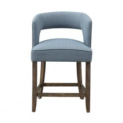 22.5 in. W x 23 in. D x 35.5 in. H Yukon Blue Upholstered Wood Counter Height Barstool by COAST TO COAST
